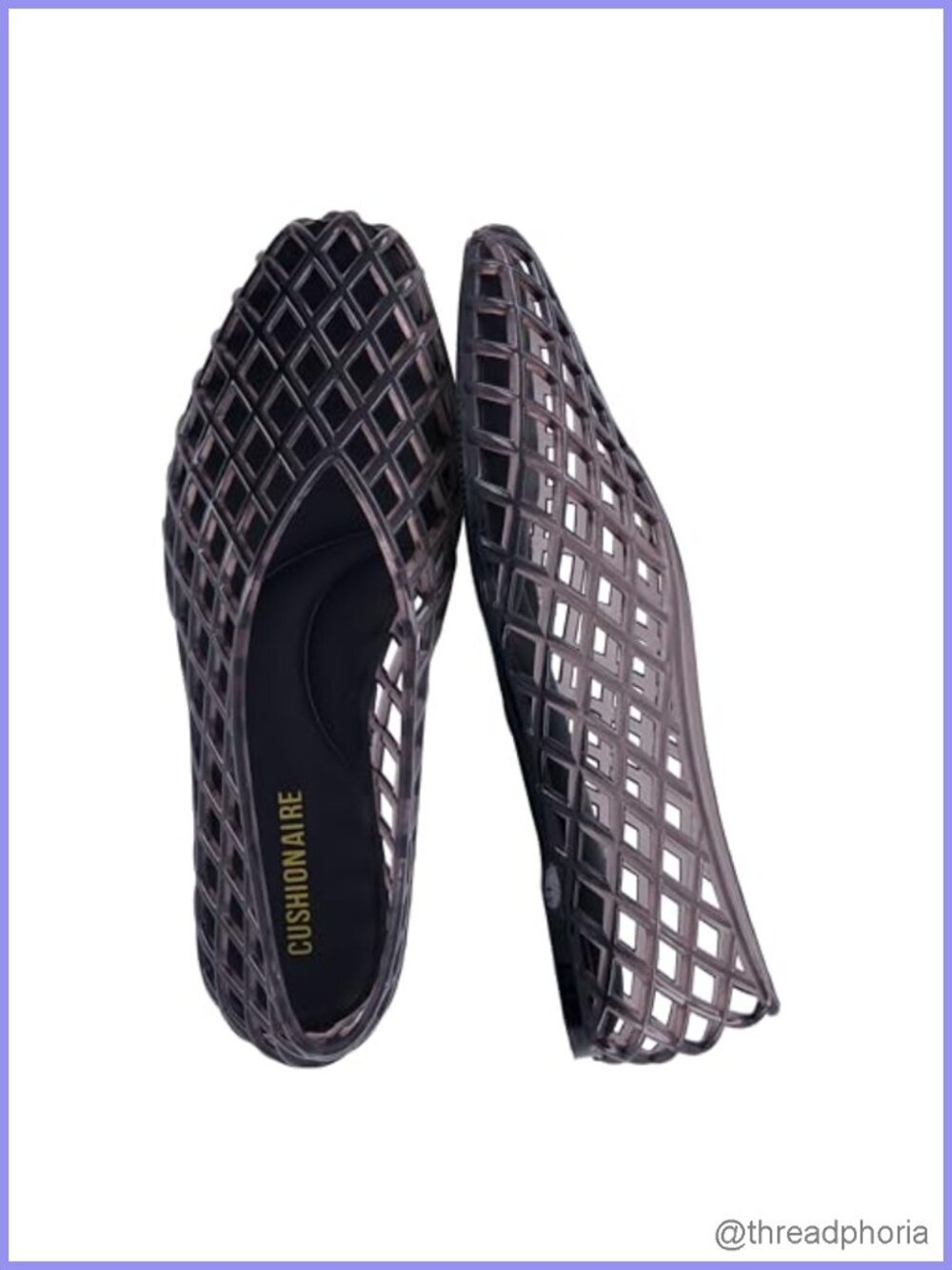 Women's Slip On Pointed Toe Jelly Ballet Flats, Comfortable Lattice Design